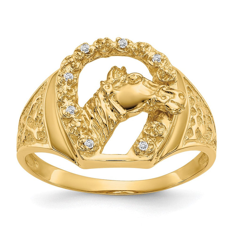 14K Gelbgold Herrenring mit natürlichen Diamanten, 0,028 ct. Gesamtgewicht, in Krappenfassung