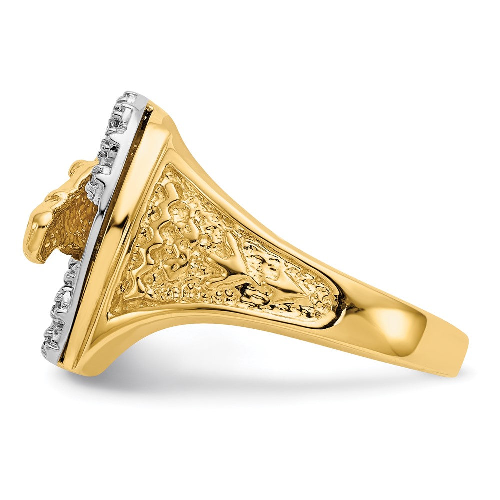 14K Bicolor-Gold Herrenring mit natürlichen Diamanten in AAA-Qualität