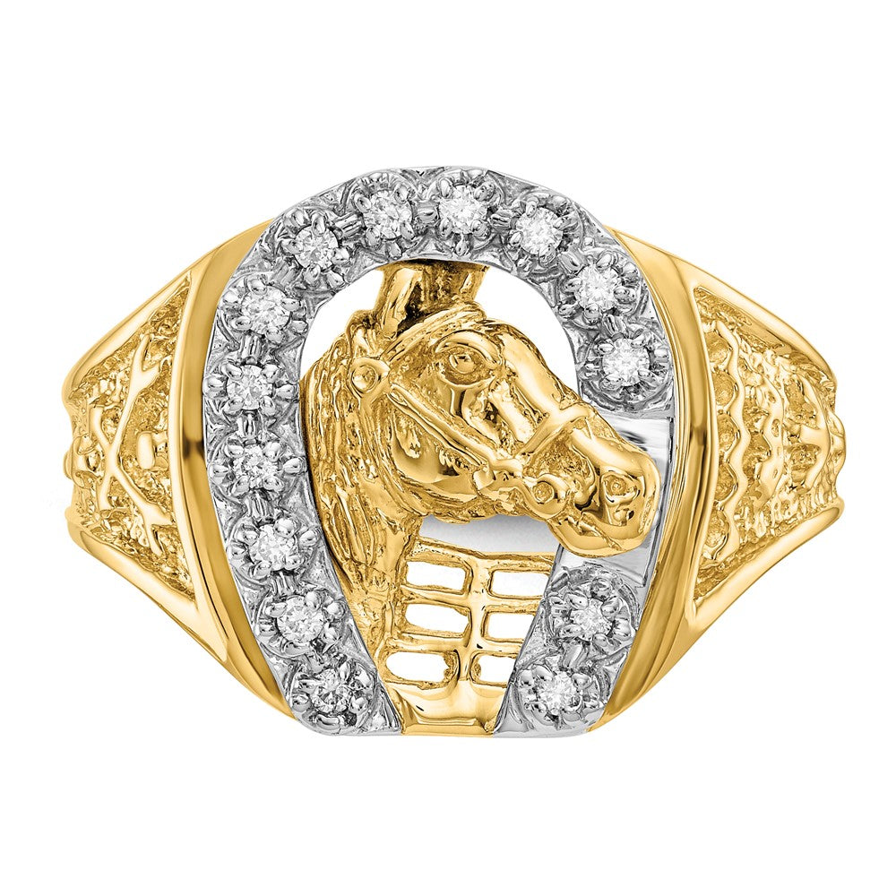 14K Bicolor-Gold Herrenring mit natürlichem Diamant 0,14 ct