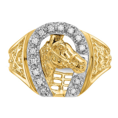 14K Bicolor-Gold Herrenring mit natürlichen Diamanten in AAA-Qualität