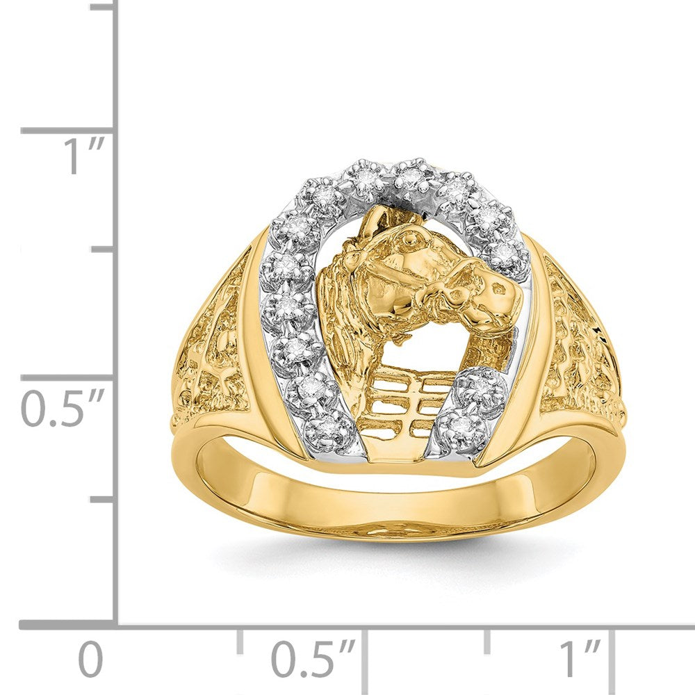 14K Bicolor-Gold Herrenring mit natürlichem Diamant 0,14 ct