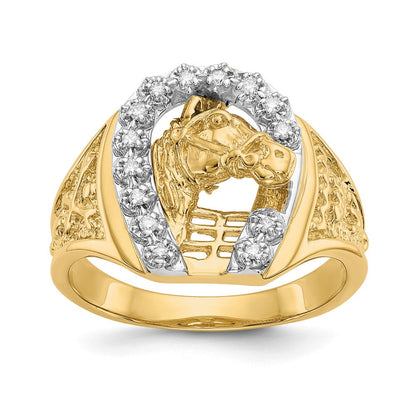 14K Bicolor-Gold Herrenring mit natürlichem Diamant 0,14 ct