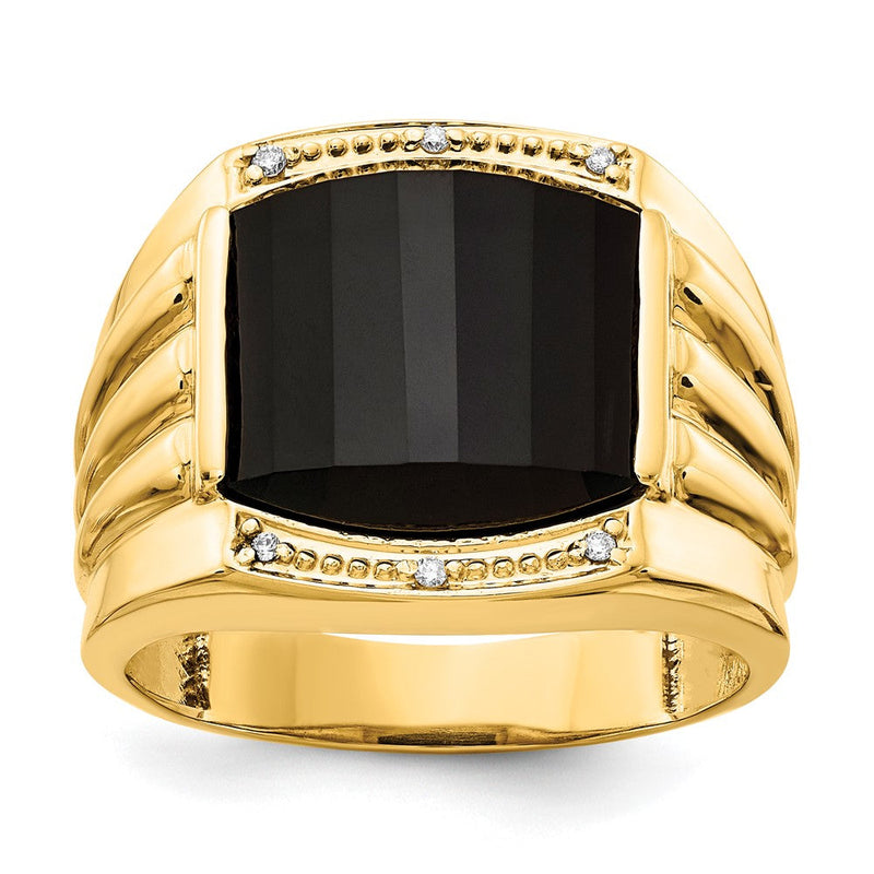 Herrenring aus 14K Gelbgold mit echten AAA-Diamanten