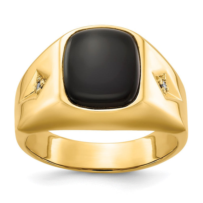 14K Gelbgold Herrenring mit echtem Diamant