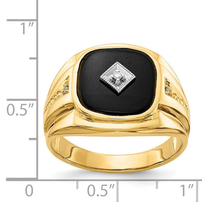 14K Gelb & Rhodium Aaa Diamant Herren Ring