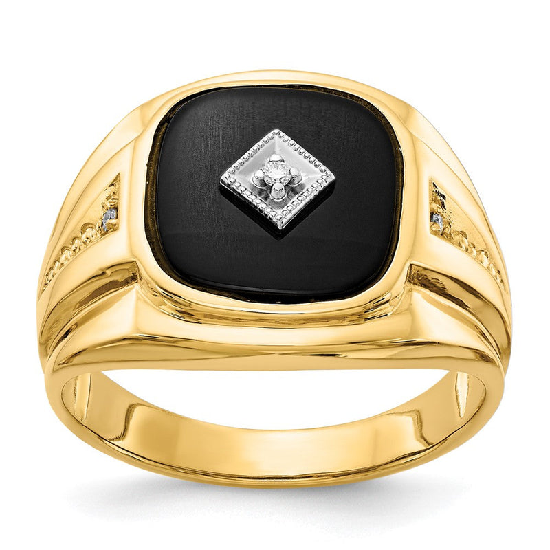 14K Gelbgold Herrenring mit natürlichen Diamanten
