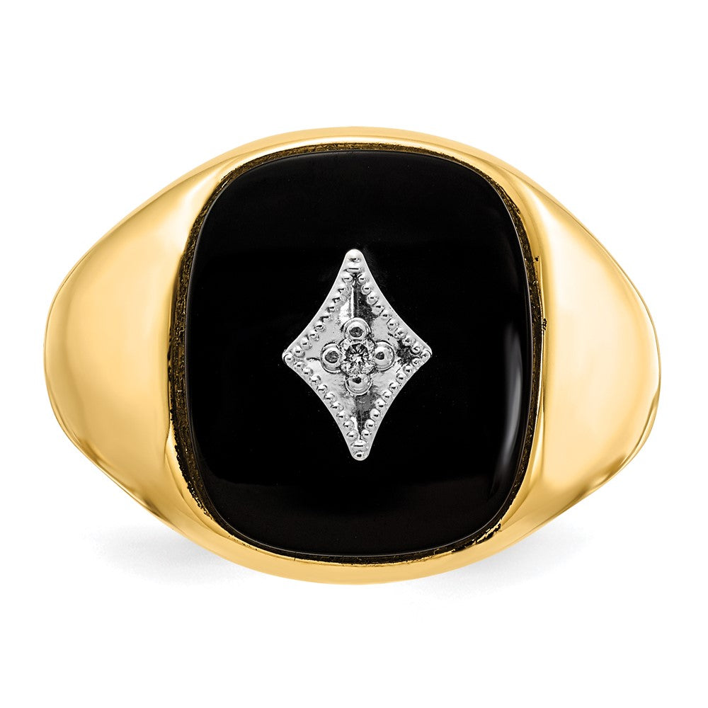 14K Gelbgold Herrenring mit echten AA-Diamanten