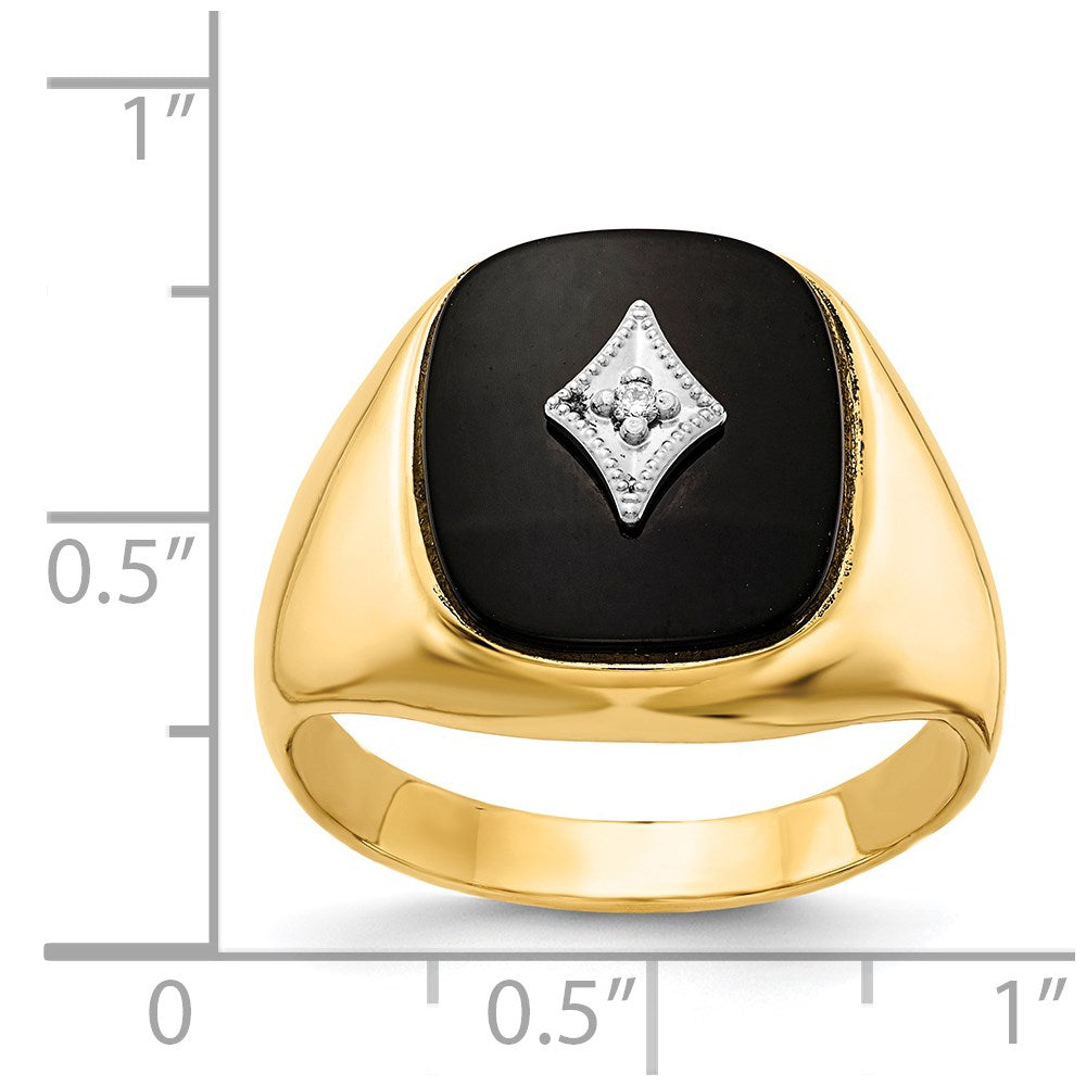 14K Gelbgold Herrenring mit echten AA-Diamanten