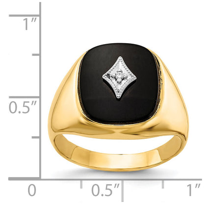 14K Gelbgold Herrenring mit echten AA-Diamanten