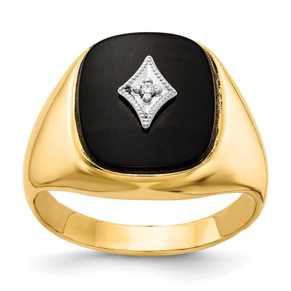 14K Gelbgold Herrenring mit echten AA-Diamanten