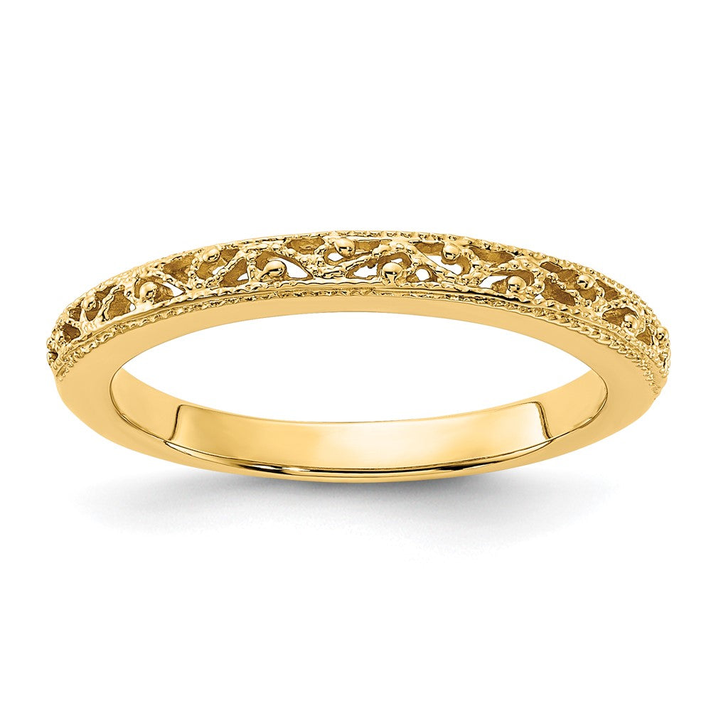 14K Gelbgold Ring mit Filigranmuster