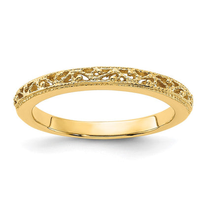 14K Gelbgold Ring mit Filigranmuster