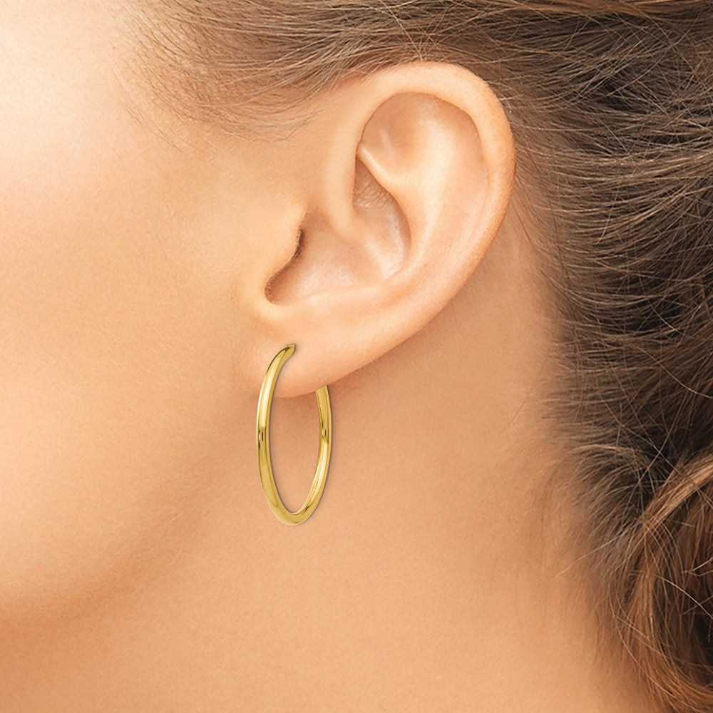 14K Gelbgold Non Durchbrochen Creolen