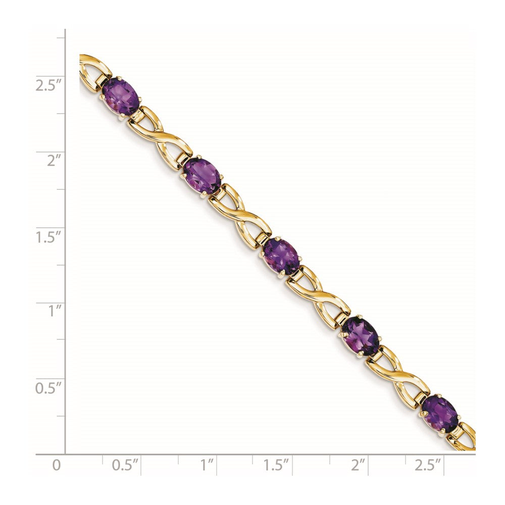 14K Gelbgold 7x5mm Oval Amethyst Armband