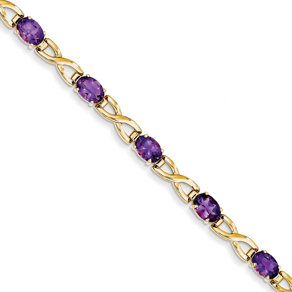 14K Gelbgold 7x5mm Oval Amethyst Armband