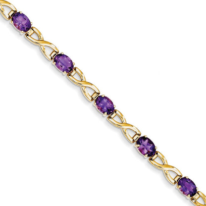 14K Gelbgold 7x5mm Oval Amethyst Armband