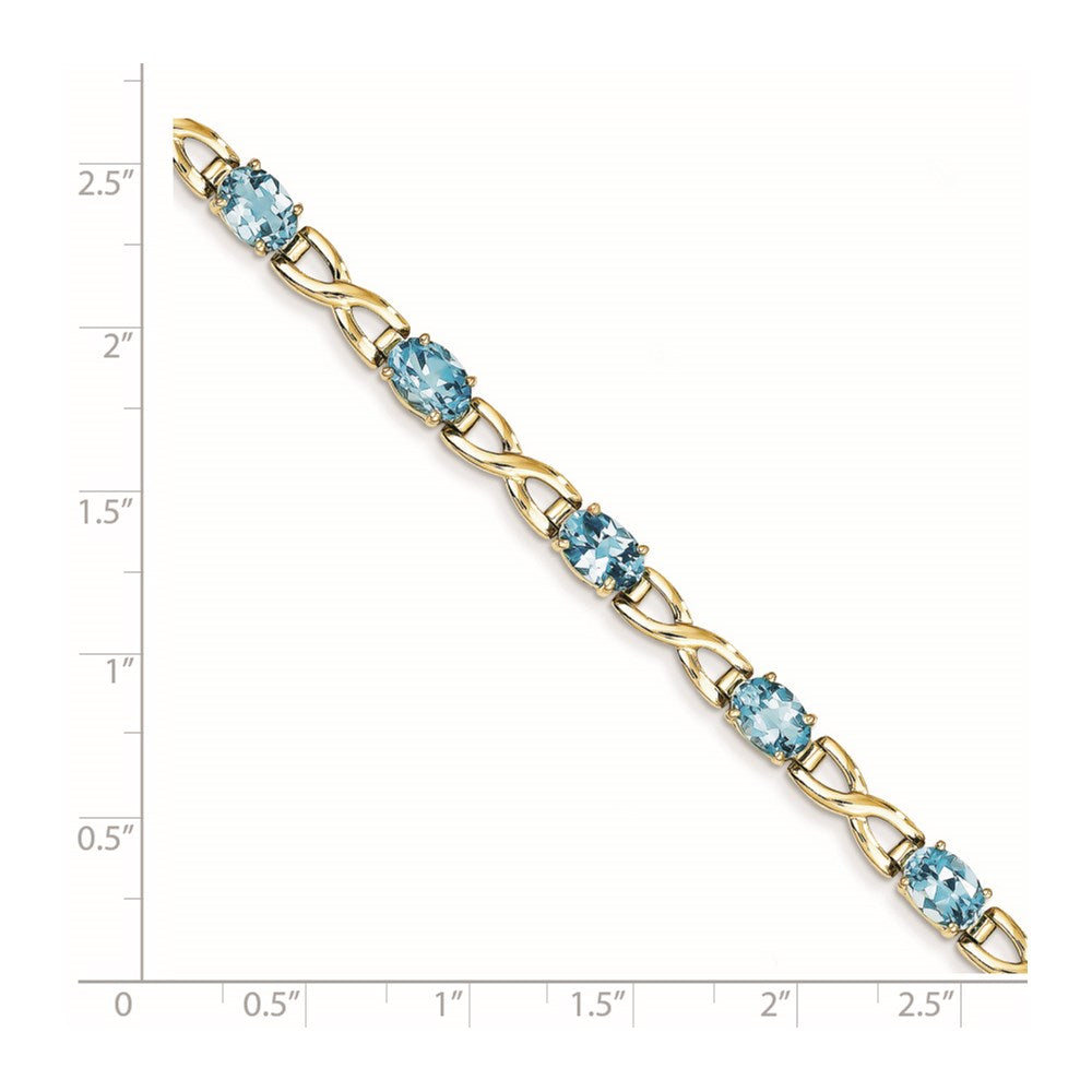 14K Gelbgold 7x5mm Oval Blautopas Armband