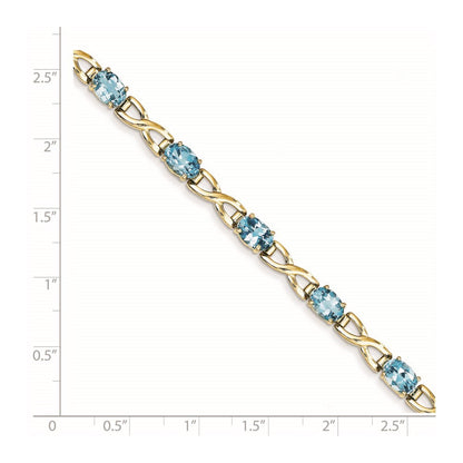 14K Gelbgold 7x5mm Oval Blautopas Armband