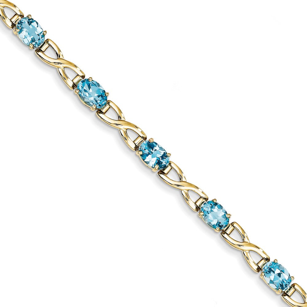 14K Gelbgold 7x5mm Oval Blautopas Armband