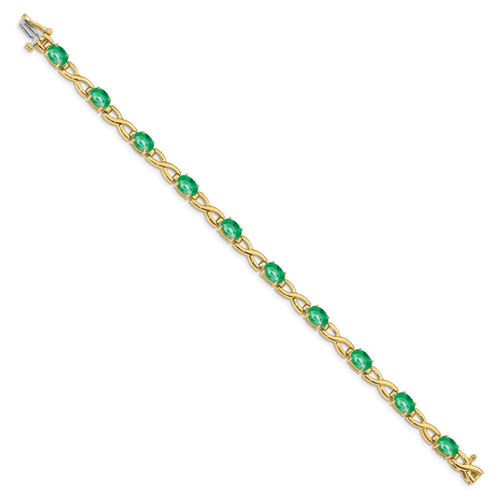 14K Gelbgold 7x5mm Oval Smaragd Armband