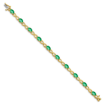 14K Gelbgold 7x5mm Oval Smaragd Armband
