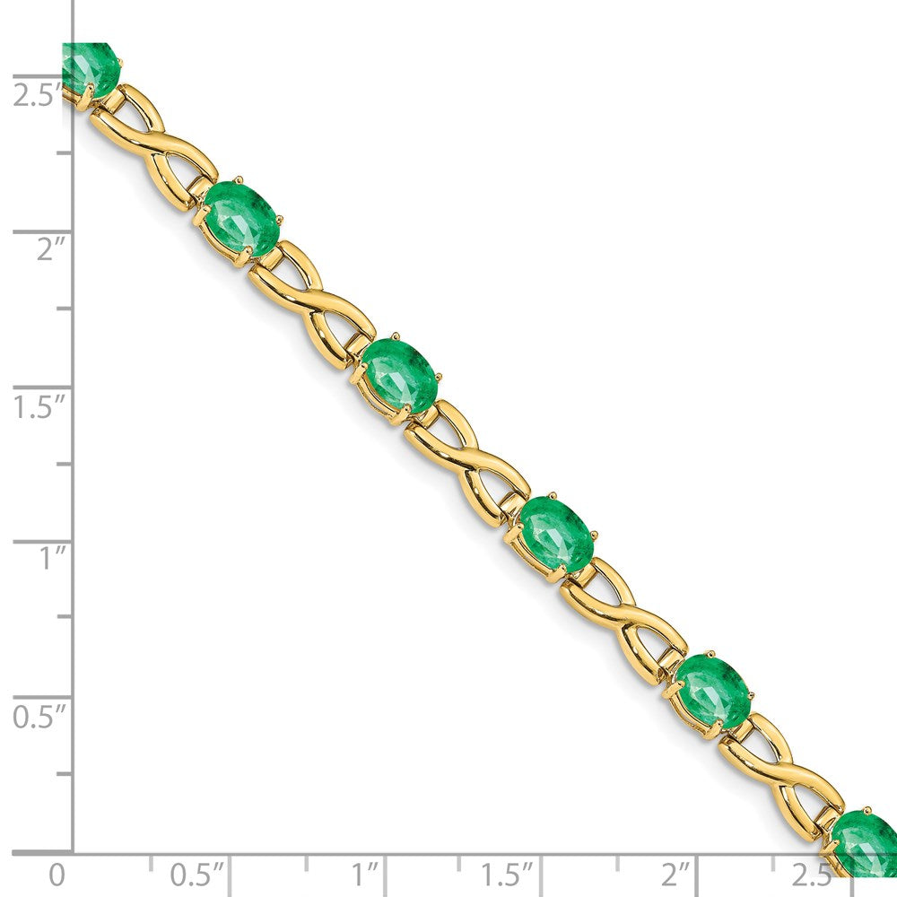 14K Gelbgold 7x5mm Oval Smaragd Armband