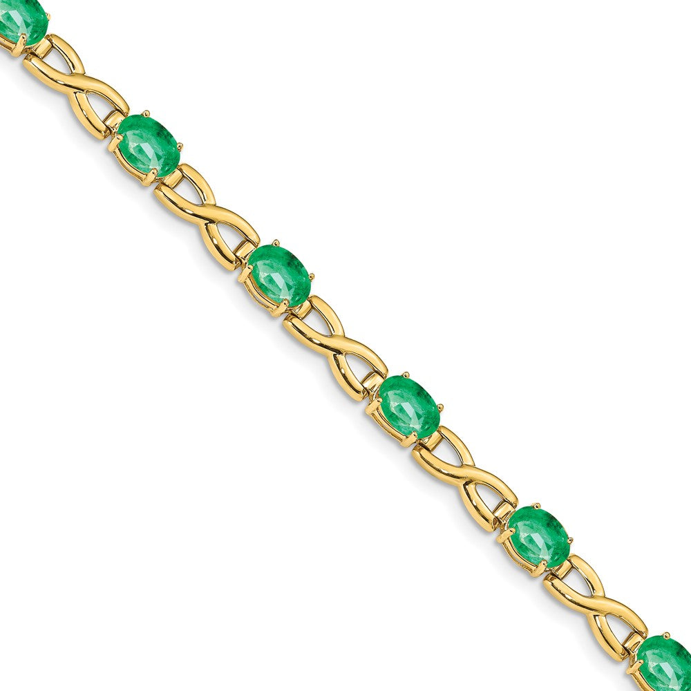 14K Gelbgold 7x5mm Oval Smaragd Armband
