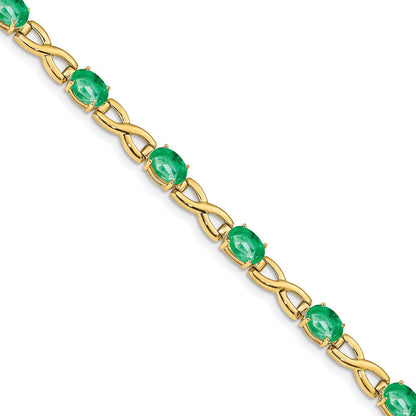 14K Gelbgold 7x5mm Oval Smaragd Armband