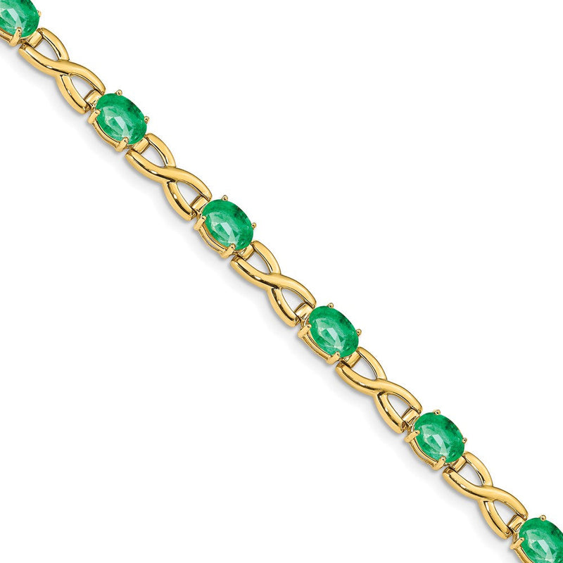 14K Gelbgold 7x5mm Oval Smaragd Armband