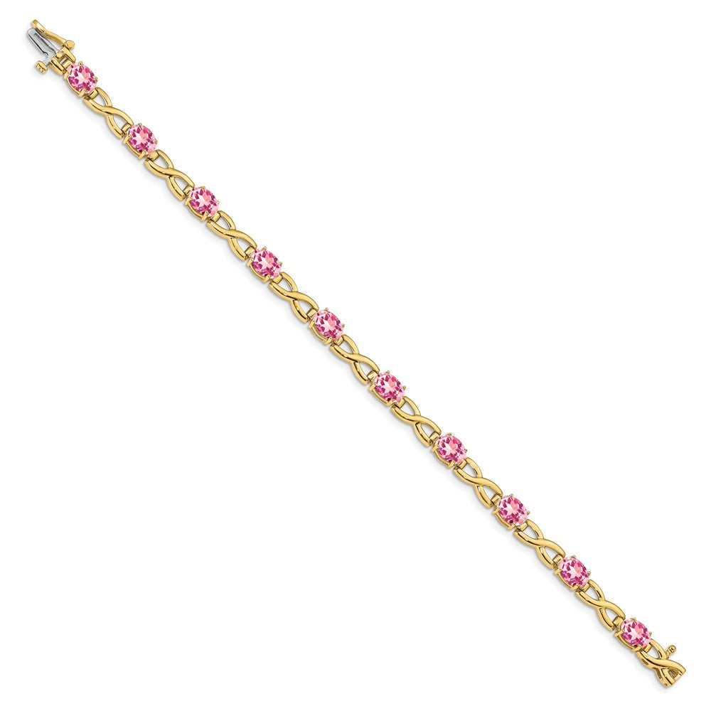 14K Gelbgold 7x5mm Oval Rosa Turmalin Armband
