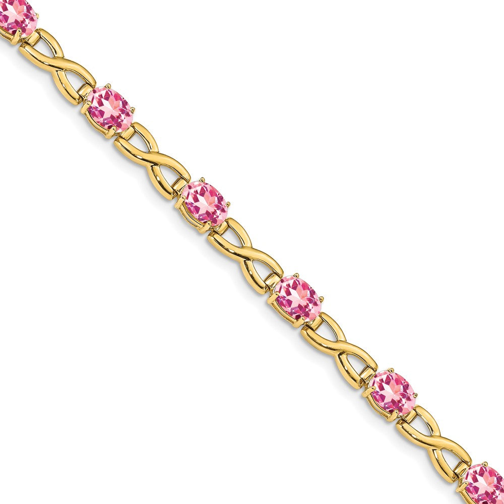 14K Gelbgold 7x5mm Oval Rosa Turmalin Armband
