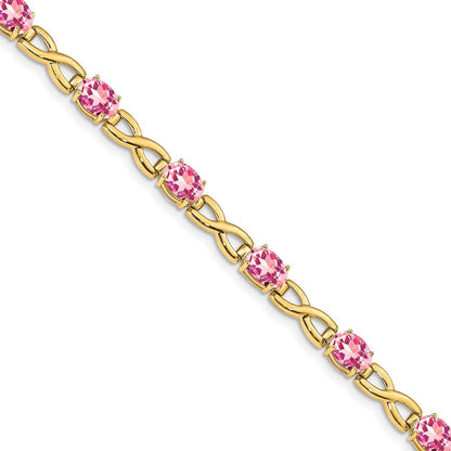 14K Gelbgold 7x5mm Oval Rosa Turmalin Armband