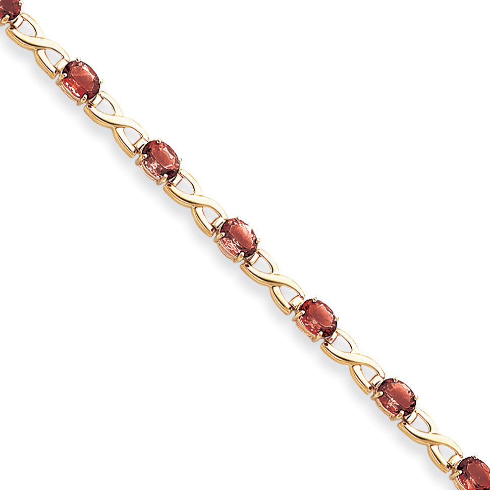 14K Gelbgold 7x5mm Oval Rhodolith Granat Armband