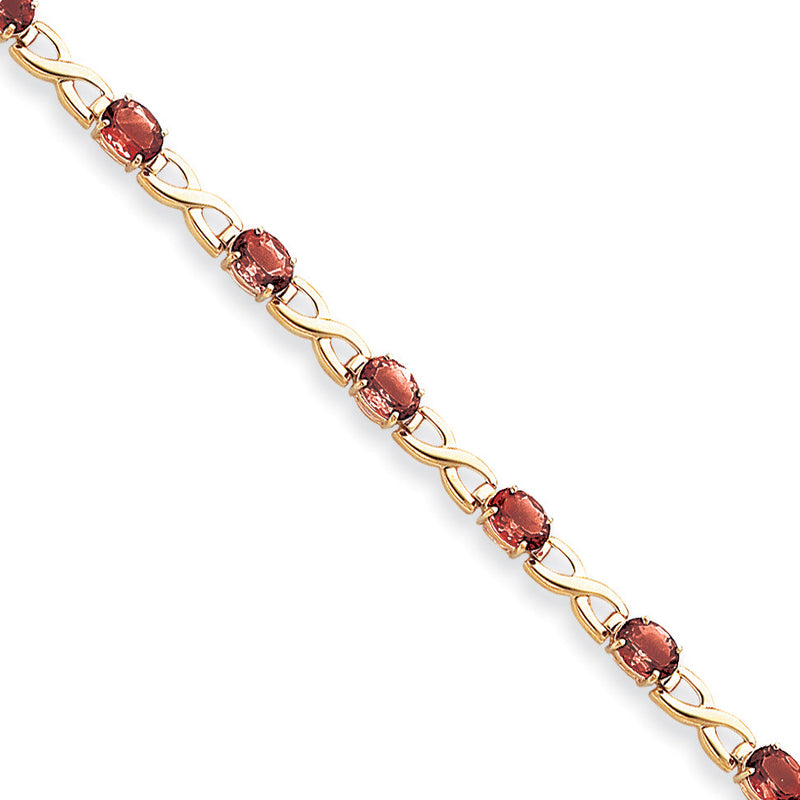 14K Gelbgold 7x5mm Oval Rhodolith Granat Armband