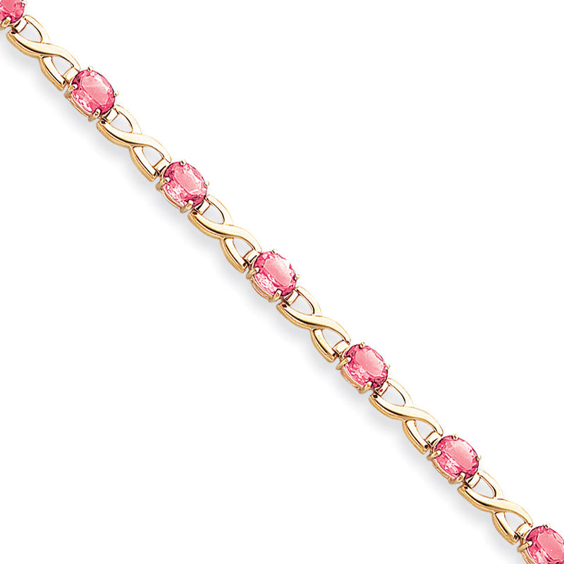 14K Gelbgold 7x5mm Oval Rosa Saphir Armband