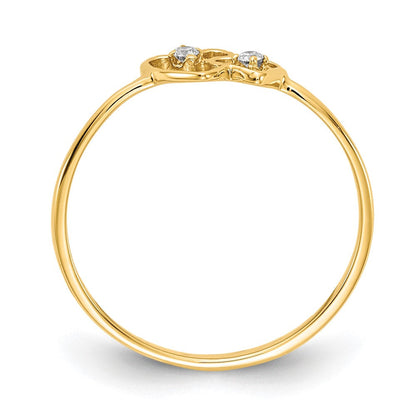 14K Gelbgold Herzring mit natürlichem Diamant 0,03 ct, Farbe G-H, Reinheit VS2/SI1