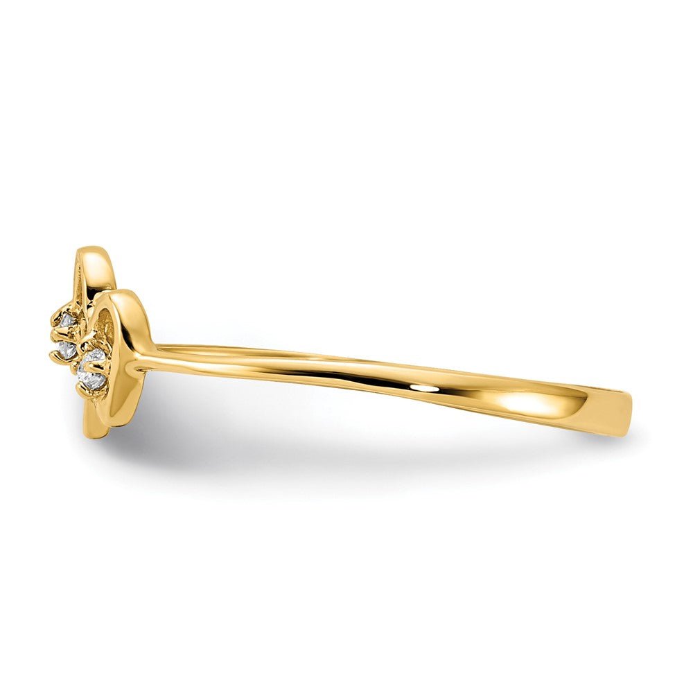 14K Gelbgold Herzring mit natürlichem Diamant 0,03 ct, Farbe G-H, Reinheit VS2/SI1