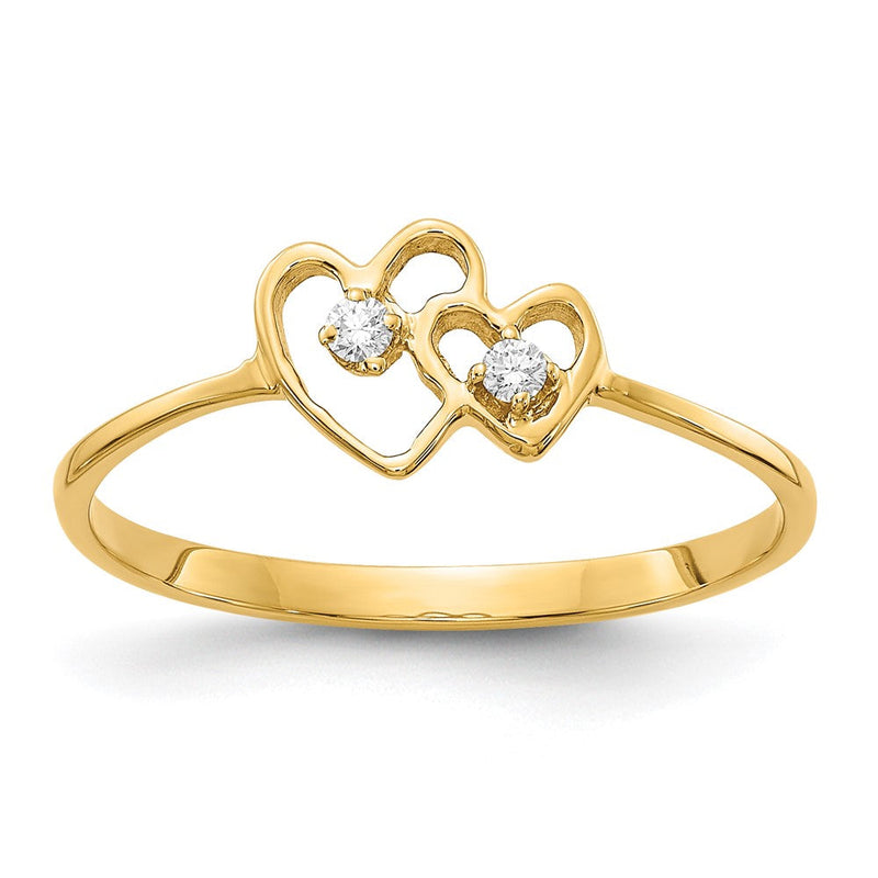 14K Gelbgold Ring in Herzform mit natürlichen Diamanten