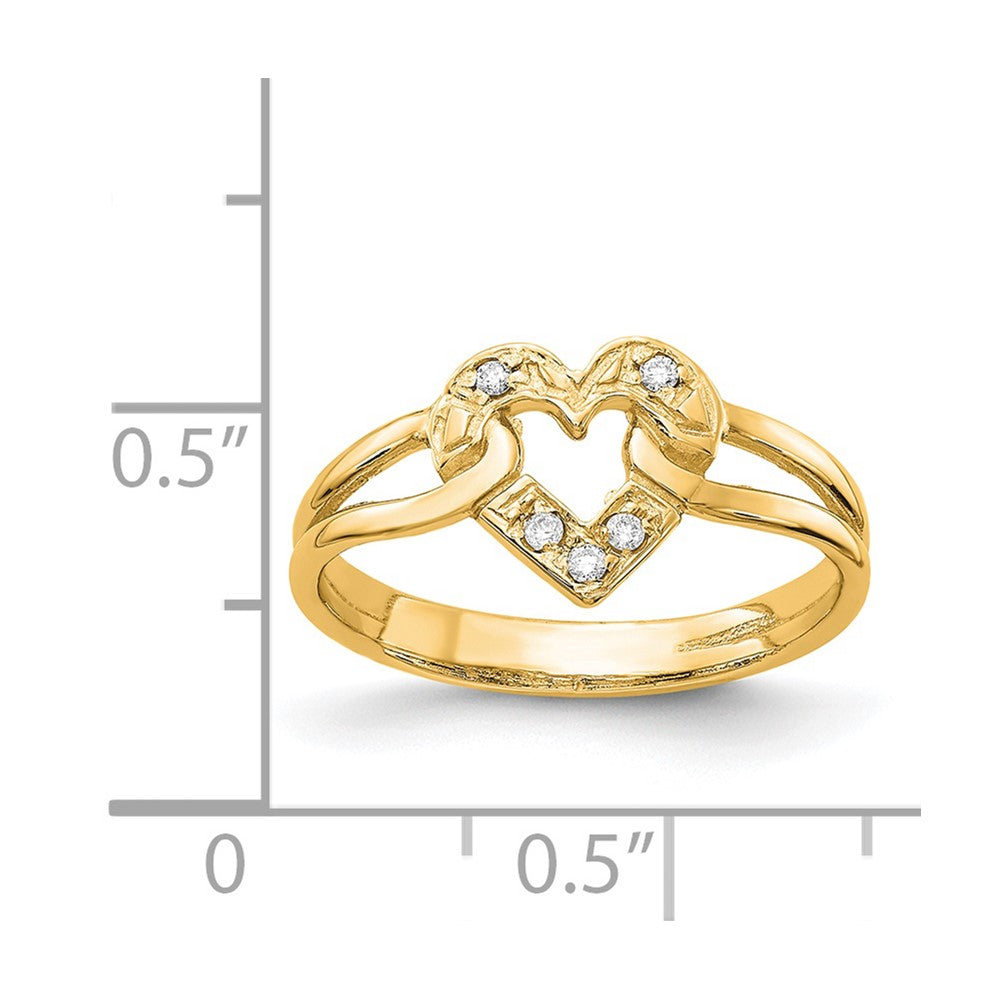 14K Gelbgold Herzring mit natürlichen Diamanten (0,04 ct Gesamtgewicht, Farbe G-I, Reinheit SI2/SI3)