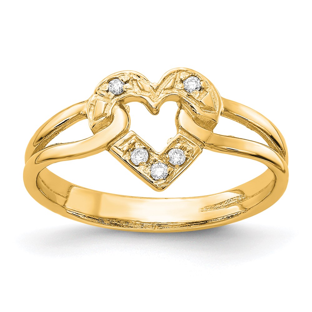 14K Gelbgold Herzring mit VS Diamant