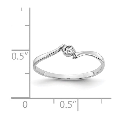14K Weißgold Ring mit natürlichem Diamant 0,02 ct, rund, Zargenfassung