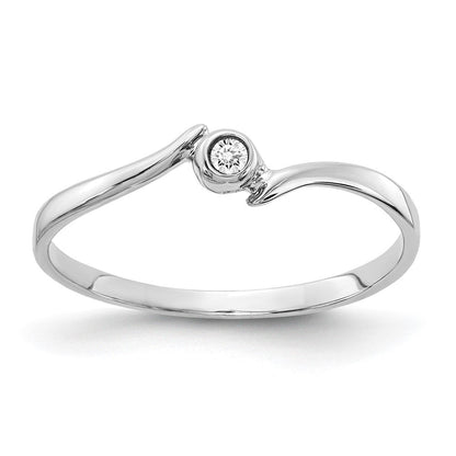 14K Weißgold Ring mit Diamant, poliert