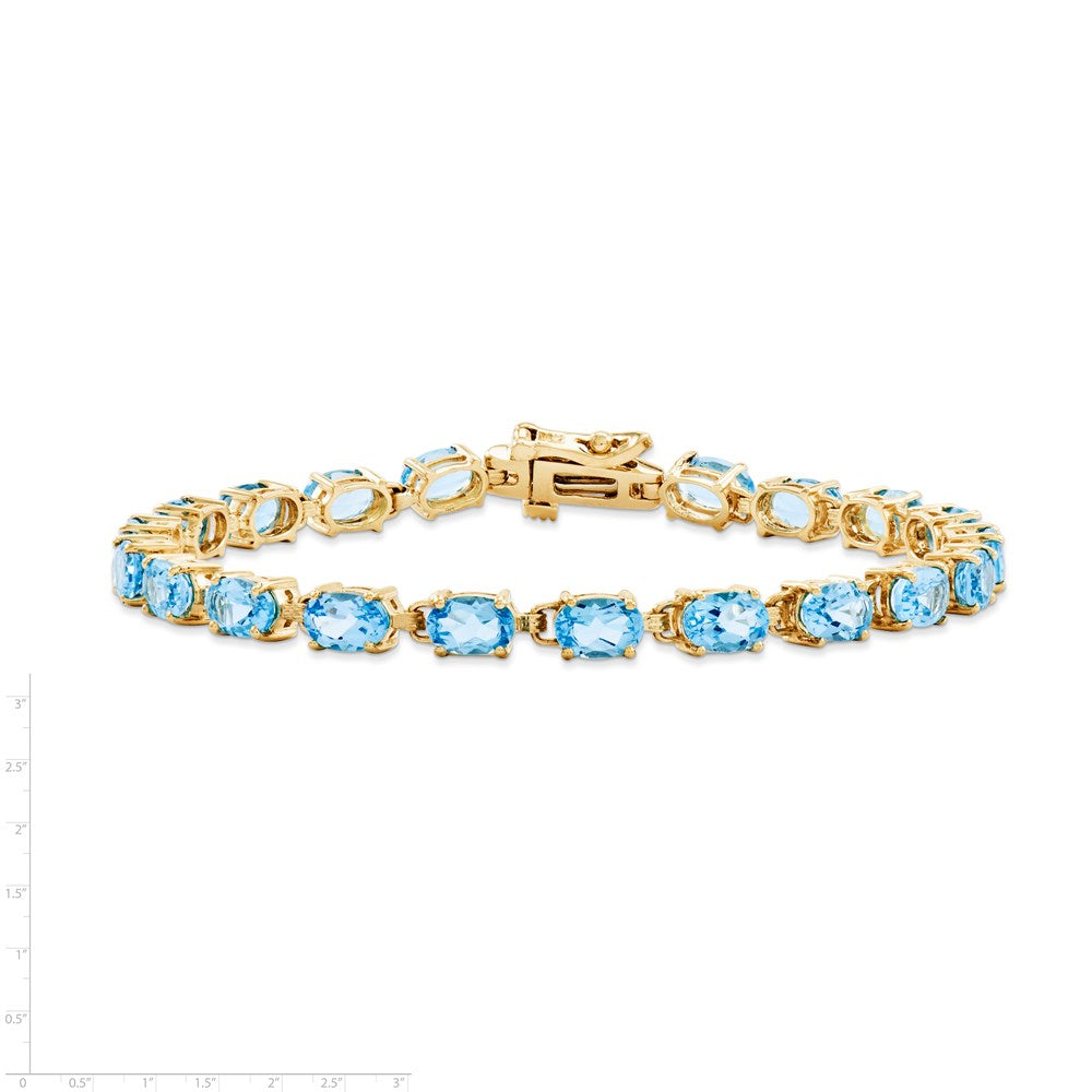 14K Gelbgold 6x4mm Oval Blautopas Armband