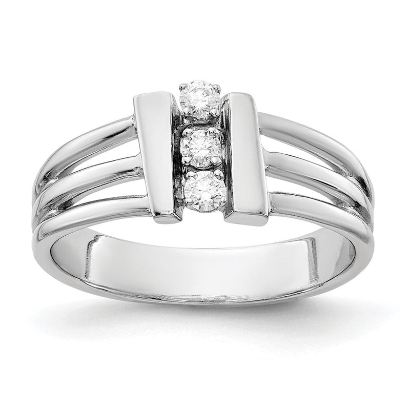 14 Karat Weißgold poliert natürlicher Diamant Fashion-Ring