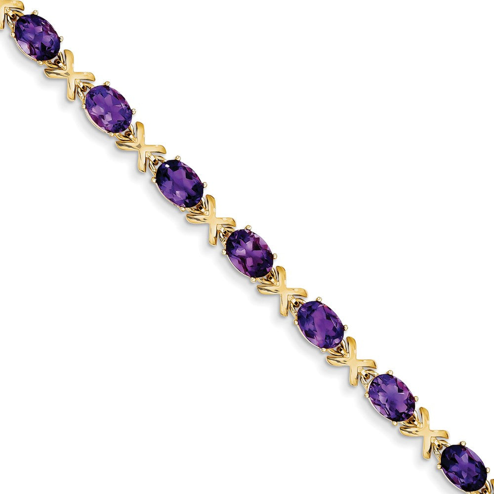 14K Gelbgold 7x5mm Oval Amethyst Armband