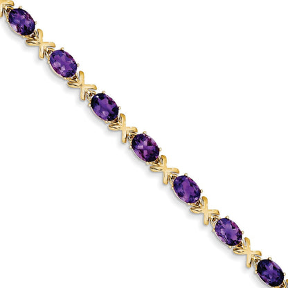 14K Gelbgold 7x5mm Oval Amethyst Armband