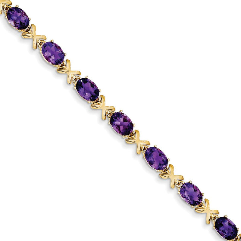 14K Gelbgold 7x5mm Oval Amethyst Armband