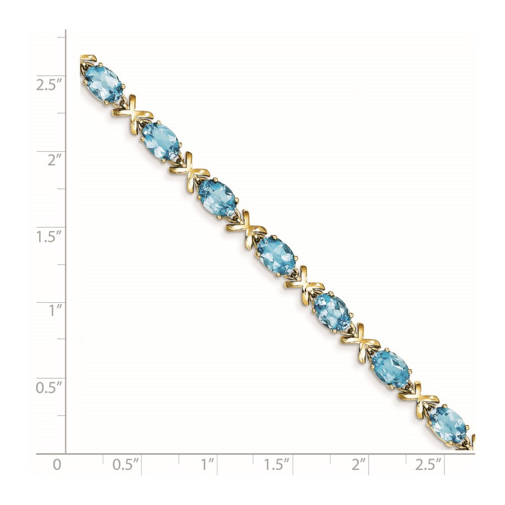 14K Gelbgold 7x5mm Oval Blautopas Armband