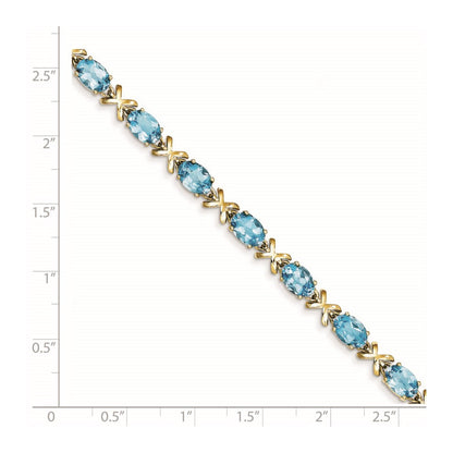 14K Gelbgold 7x5mm Oval Blautopas Armband