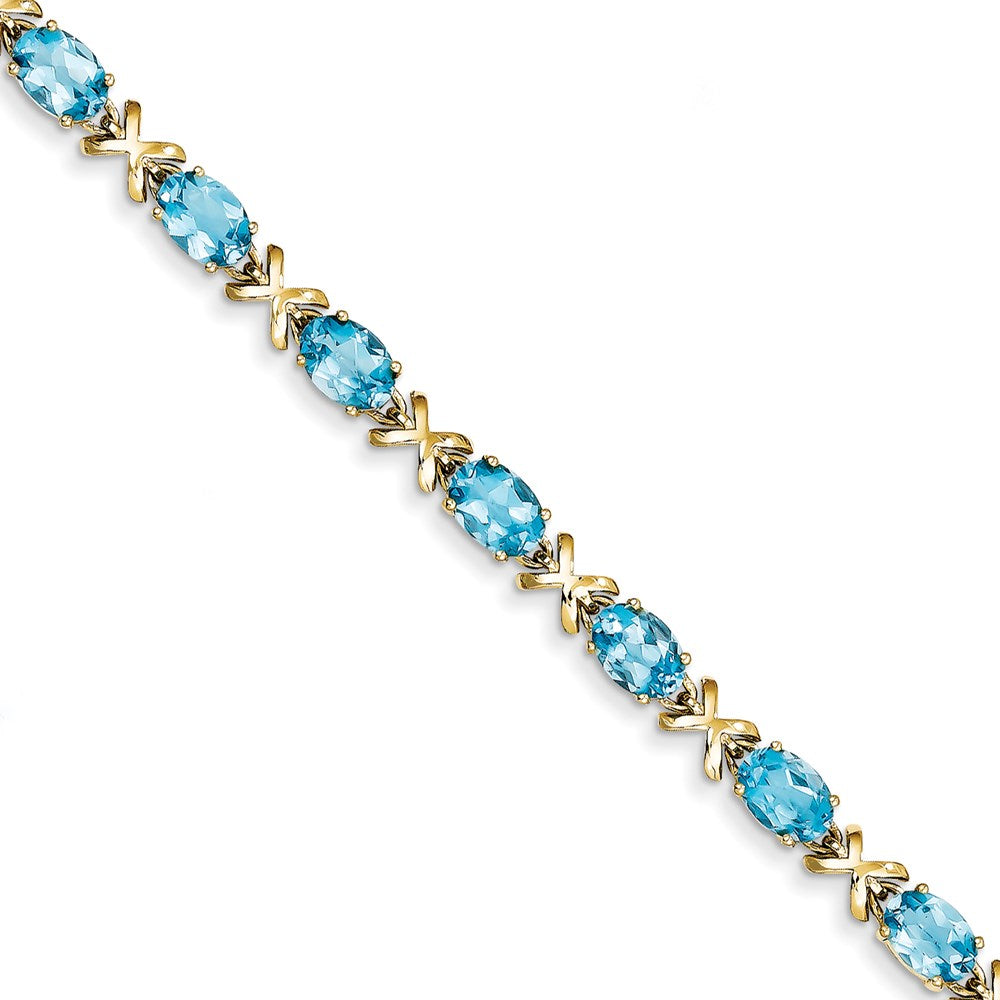 14K Gelbgold 7x5mm Oval Blautopas Armband